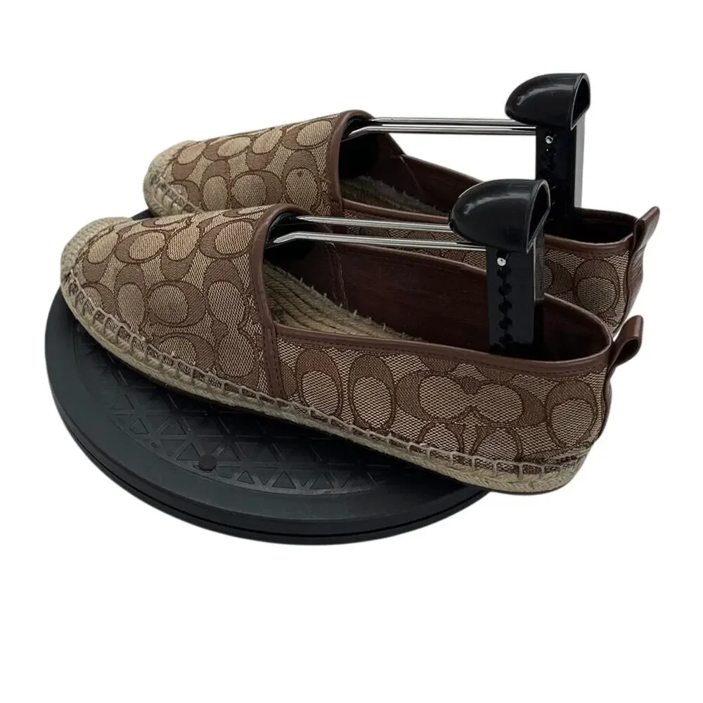 Womens Coach Codi CG629 Jacquard Casual Slip-On Espadrille Shoes SZ 8 Brown